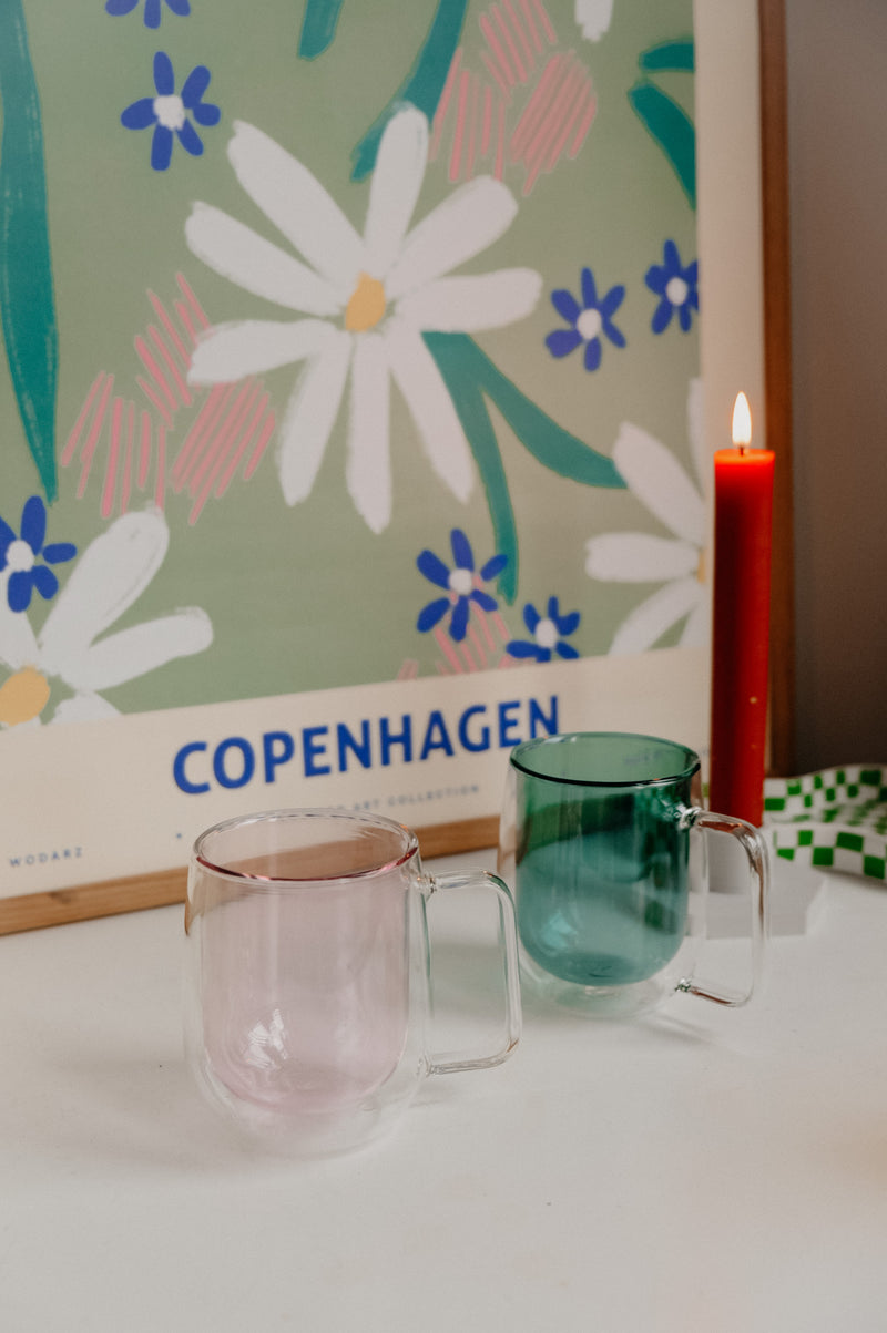 Zoe Round Double Layered Mug  - available in mustard and teal