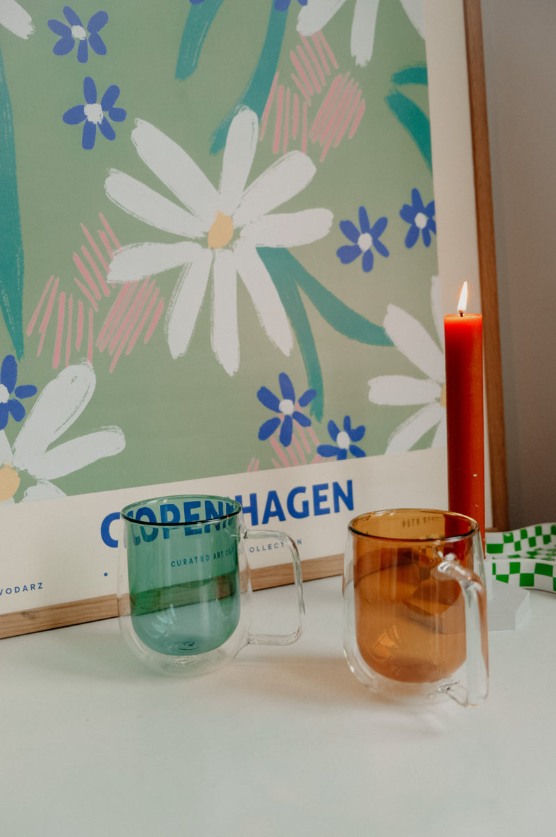 Zoe Round Double Layered Mug  - available in mustard and teal