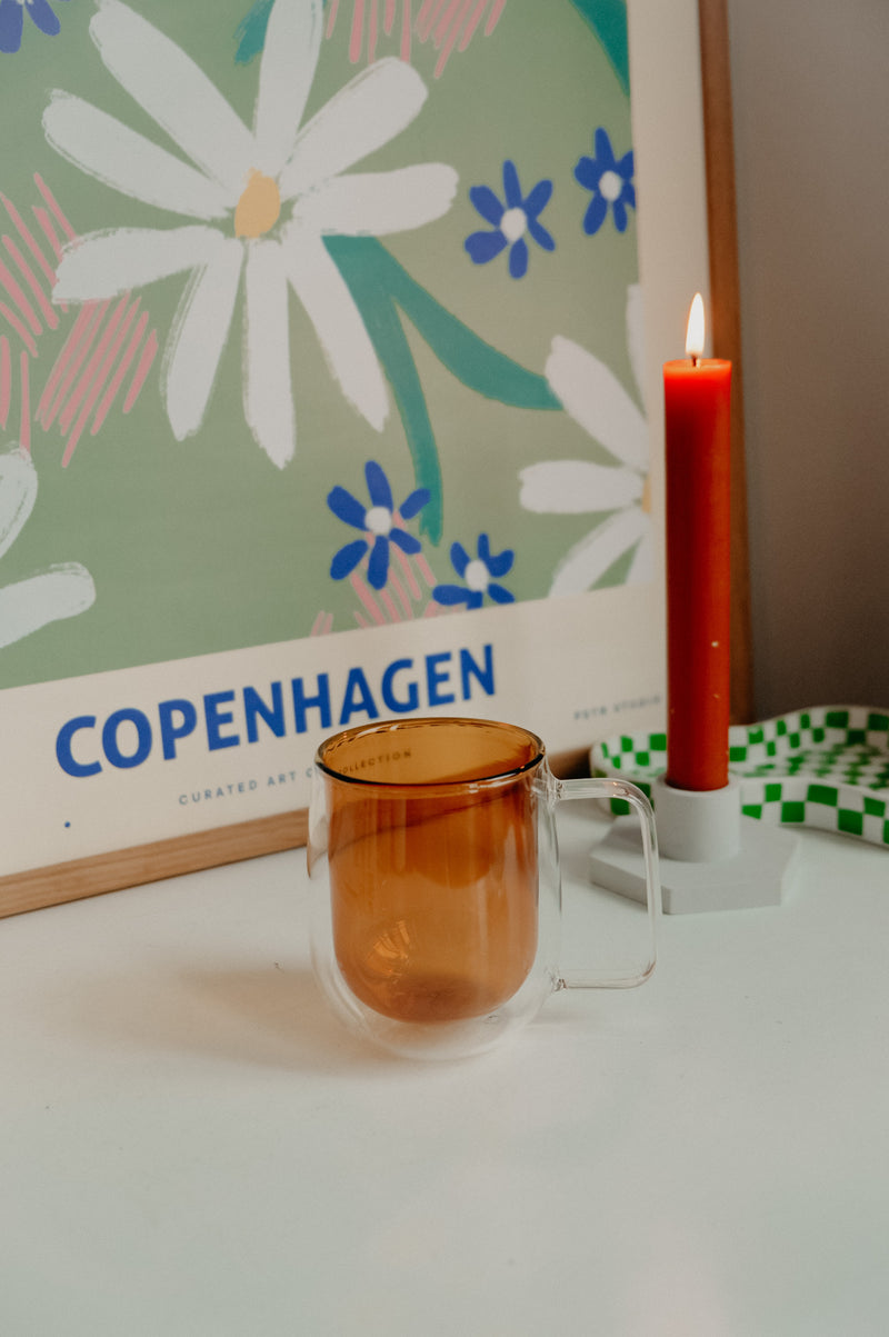 Zoe Round Double Layered Mug  - available in mustard and teal