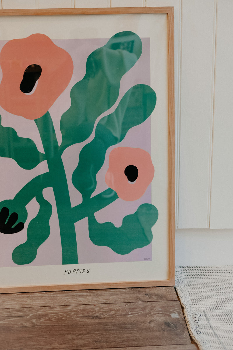 Pink Poppies Floral Print 50cm x 70cm