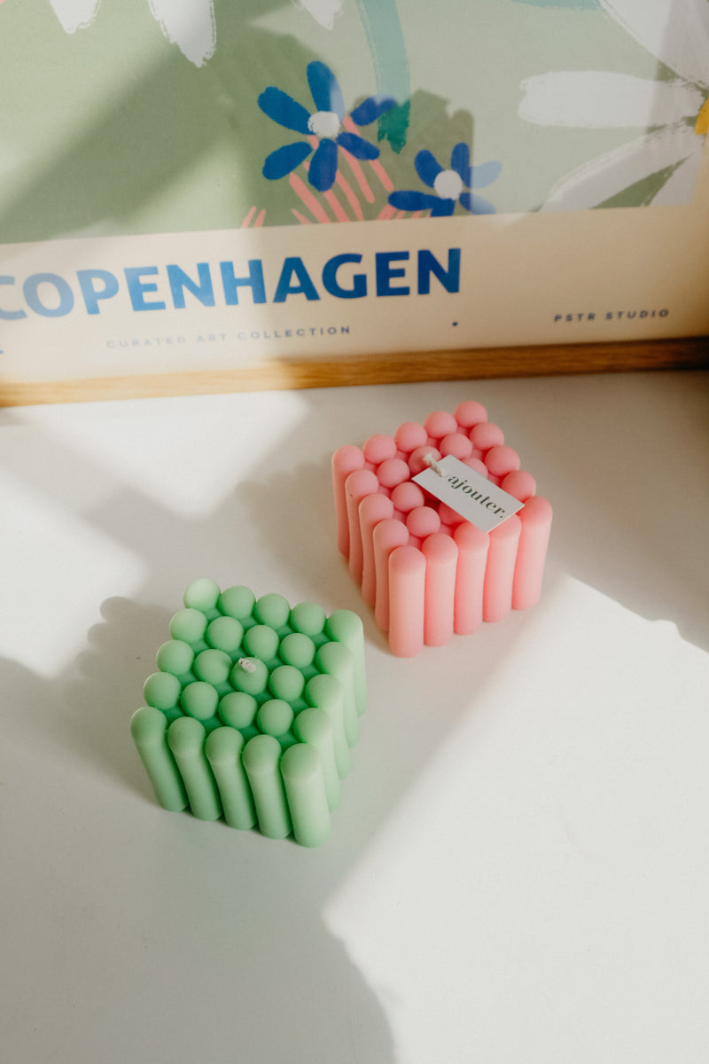 Ribbed Cube Handmade Vegan Soy Wax Candle
