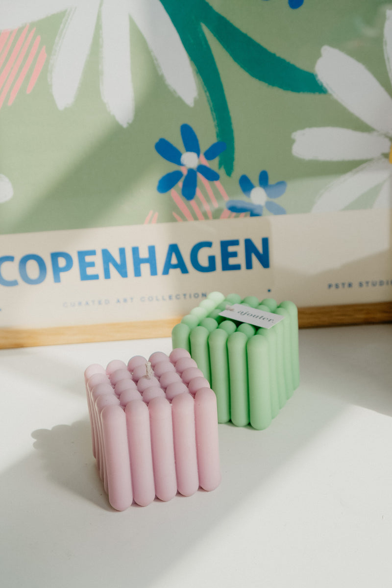 Ribbed Cube Handmade Vegan Soy Wax Candle