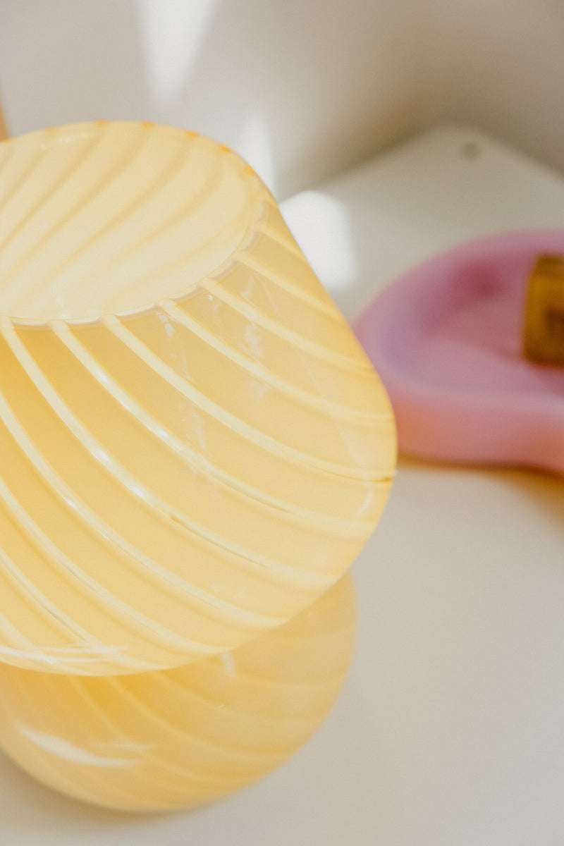 Anais Latte Cream Murano 70s Style Mushroom Stripe Glass Table Lamp