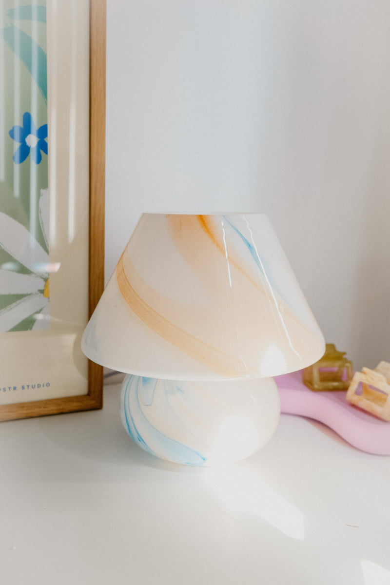 Lucia Multicoloured Murano 70s Style Mushroom Stripe Glass Table Lamp