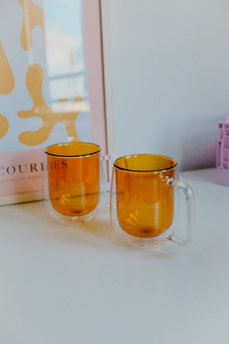 Zoe Round Double Layered Mug  - available in mustard and teal