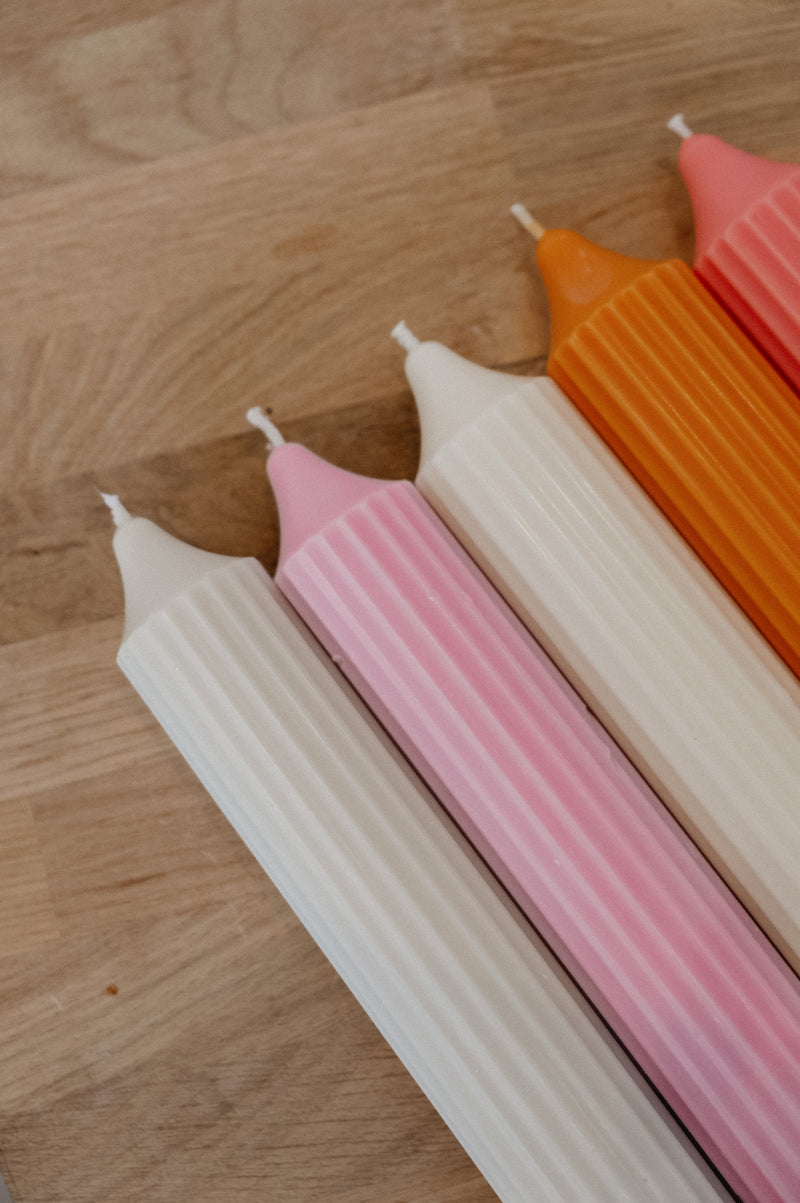 Ribbed Short Pillar Handmade Vegan Soy Wax Candle