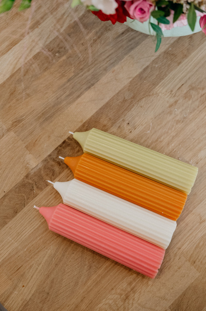 Ribbed Short Pillar Handmade Vegan Soy Wax Candle
