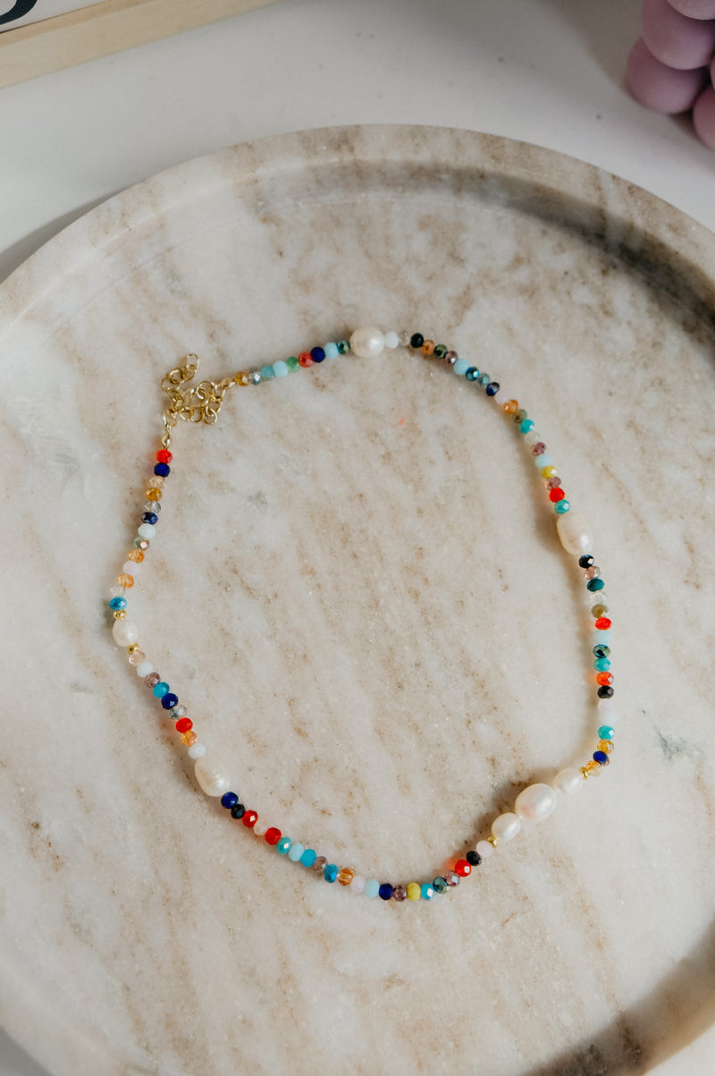 Christa 90s Style Pearl Beaded Coloured Necklace