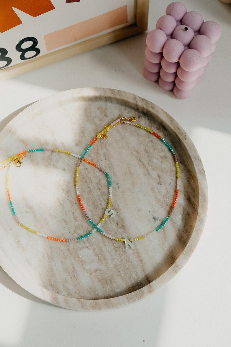 Gia 90s Style Pastel Beaded Coloured Necklace