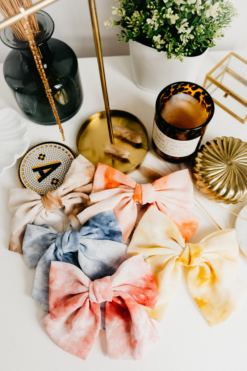 Halima Nude Pastel Tie Dye Hair Clip Bow