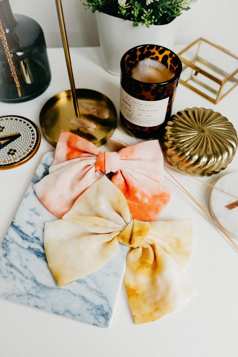 Haley Orange Pastel Tie Dye Hair Bow