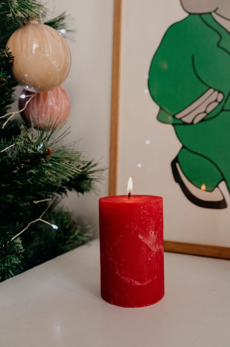 Rustic Nordic Chunky Pillar Candle - available in 3 colours
