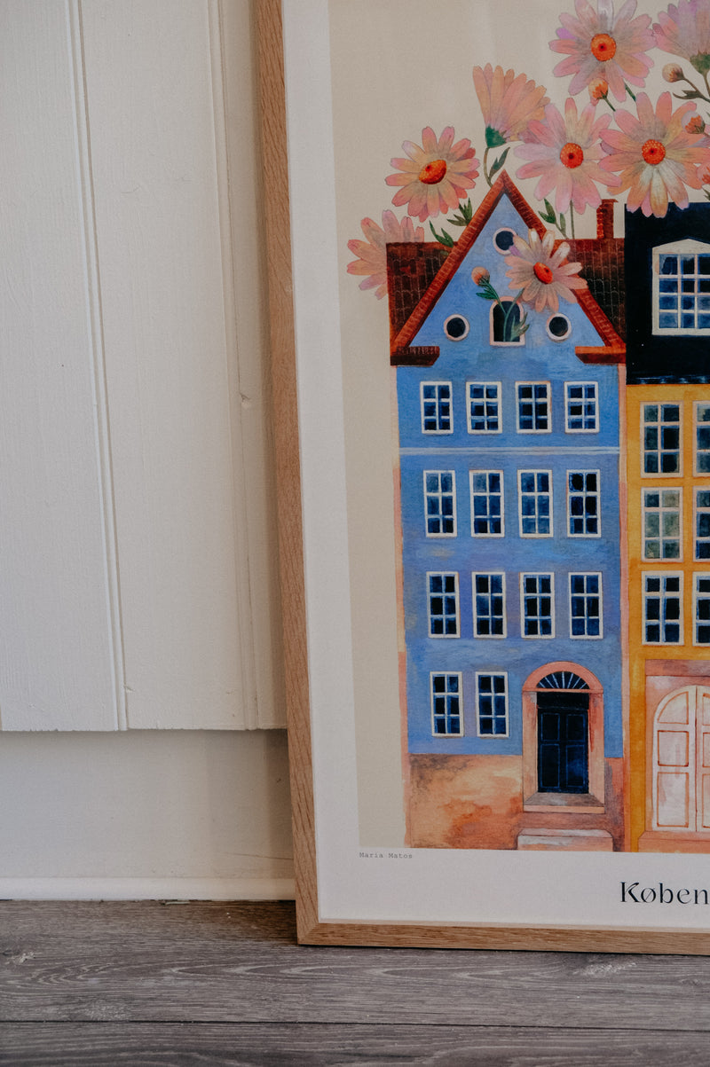 Copenhagen Flower Houses Artwork Print 50cm x 70cm