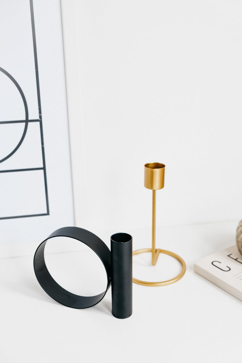 Rowan Matt Black Candle Holder