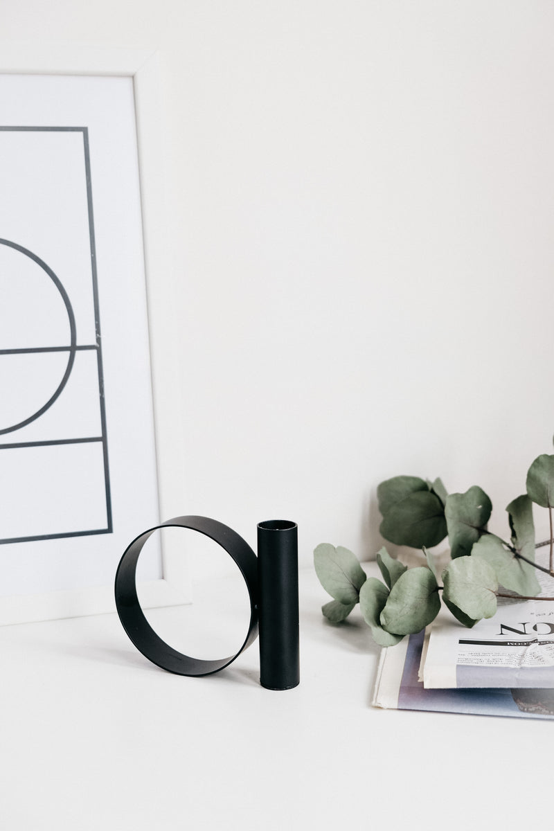 Rowan Matt Black Candle Holder