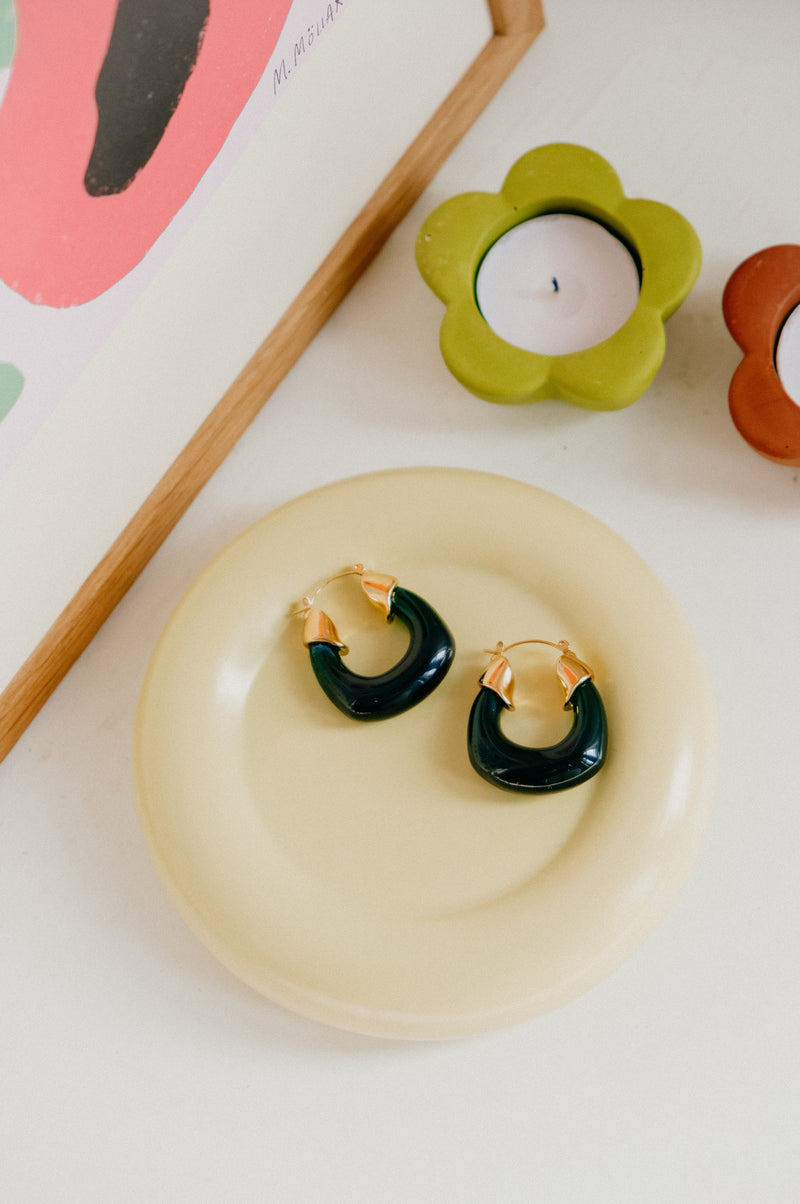 Sara Chunky Resin Oval Hoop Earrings - 3 colour options