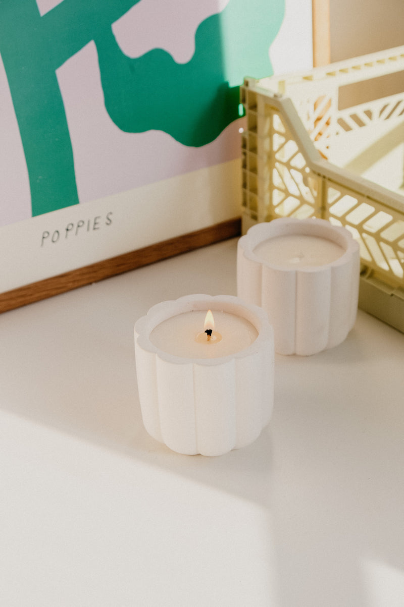 Scalloped Handmade Pomegranate Noir Candle Jar