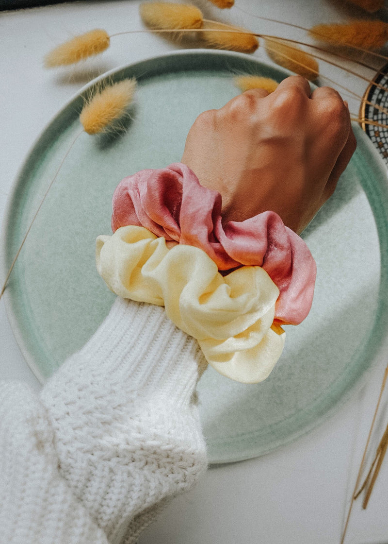 Remy Elegant Pink Satin-Silk Hair Scrunchie 90s inspired