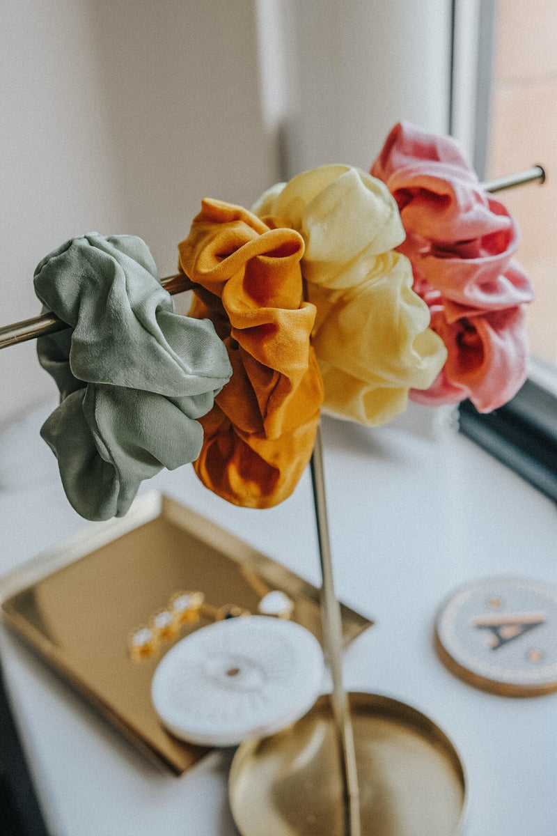 Remy Elegant Pink Satin-Silk Hair Scrunchie 90s inspired