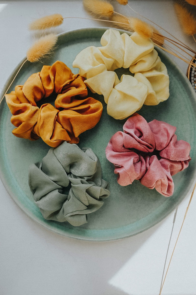 Remy Elegant Pink Satin-Silk Hair Scrunchie 90s inspired