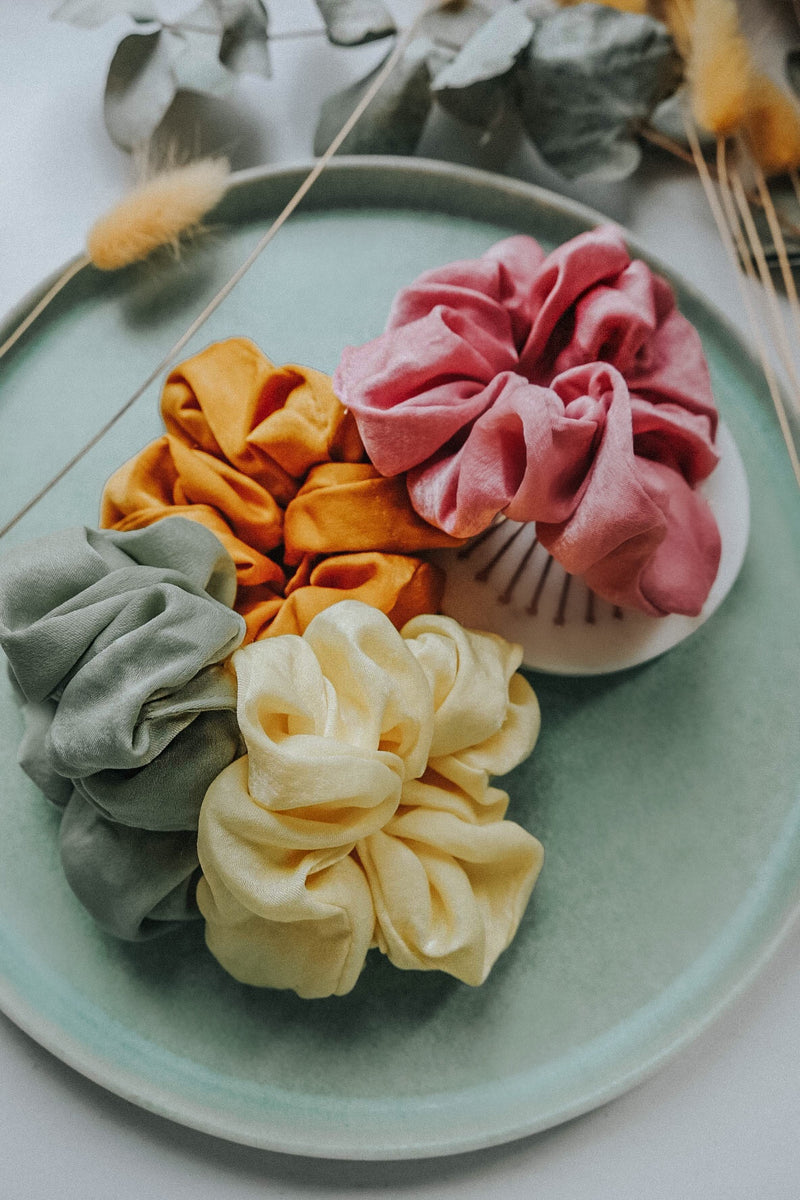 Stella Elegant Mint Green Satin-Silk Hair Scrunchie 90s inspired