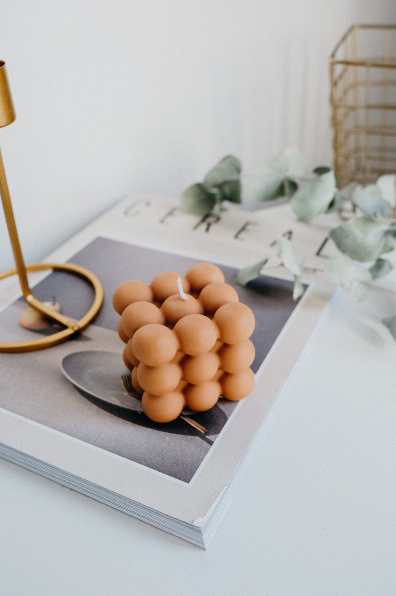 Pack of 2 Nude and Teddy Brown Bubble Soy Wax Candle - also sold individually