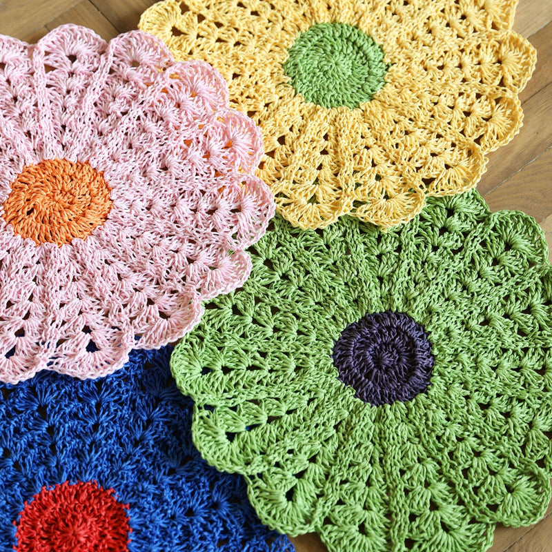 Sailena Daisy Crotchet Table Placemats - 4 colours available