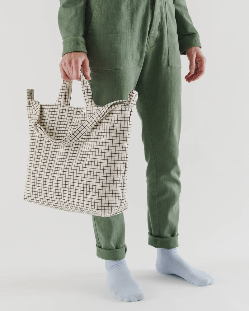 Natural Grid Horizontal Tote Bag