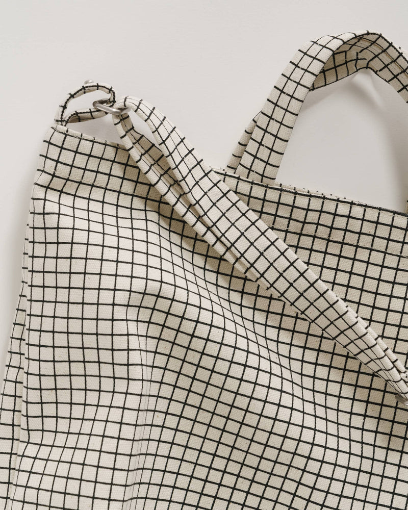 Natural Grid Horizontal Tote Bag