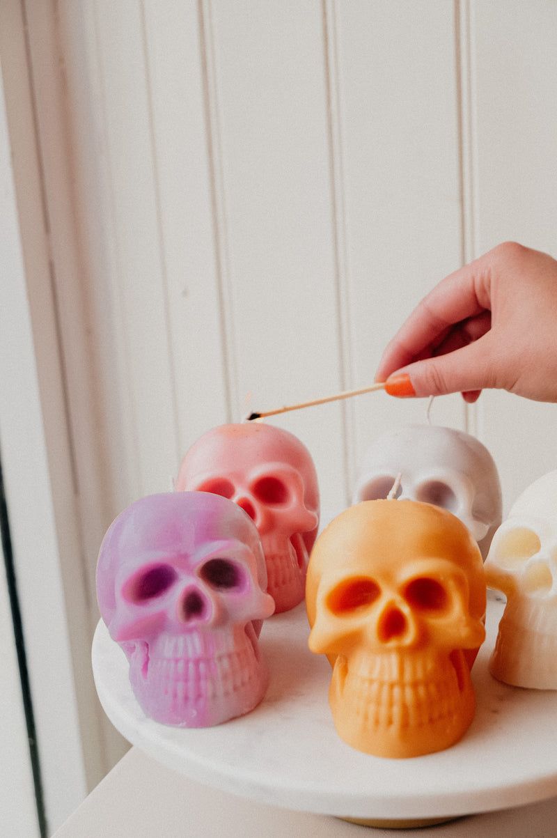 Skull Halloween Autumn Pastel Soy Wax Candle