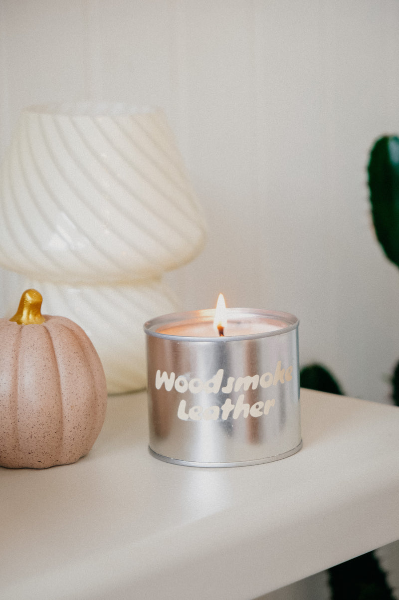 Woodsmoke and Leather Soy Wax Tin Candle