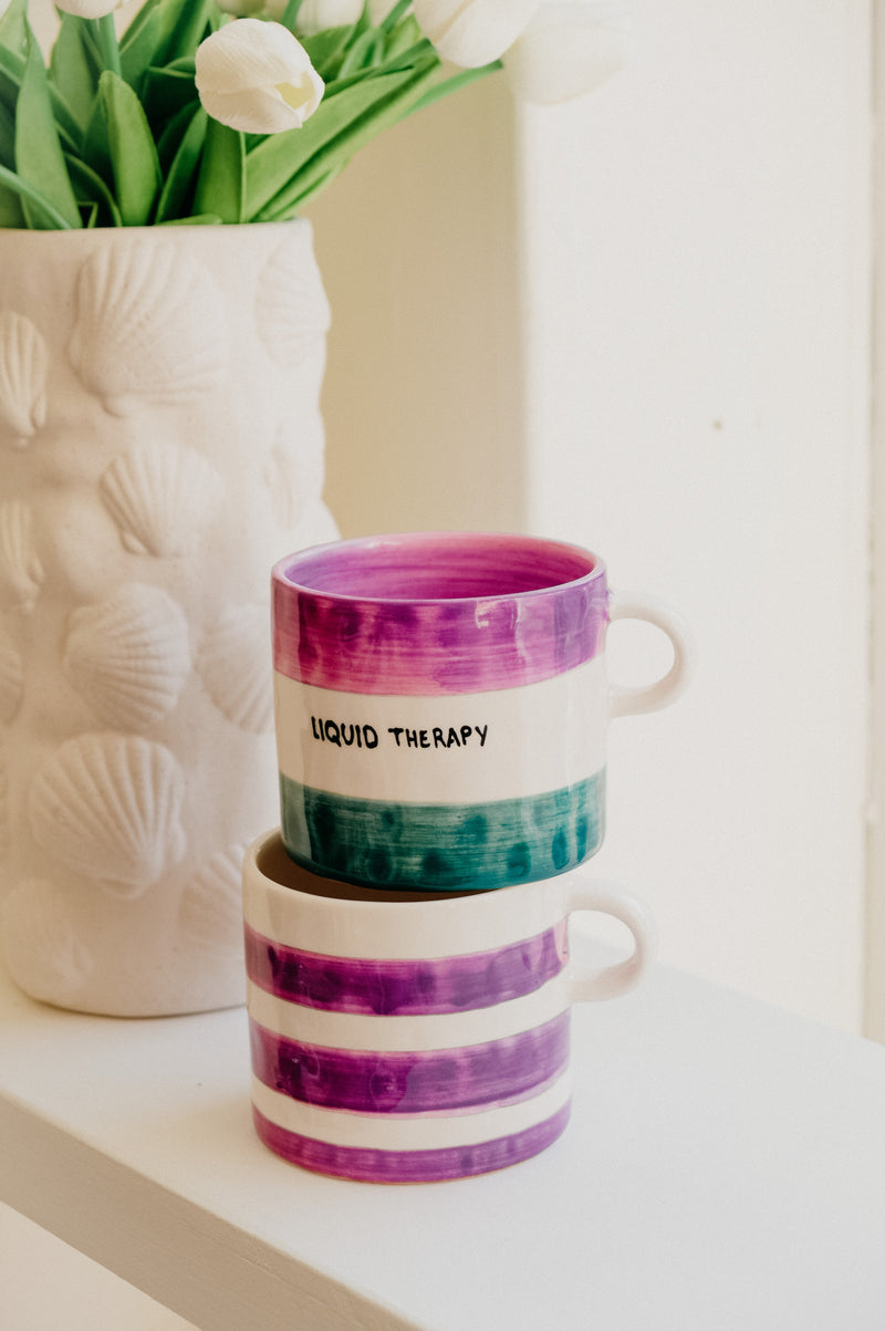 Rowe Pink and White Striped XL Coffee Mug