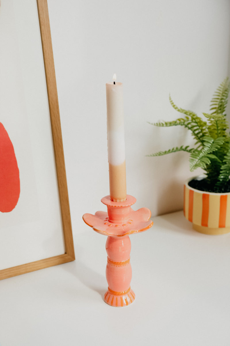 Posy Orange Candle Holder