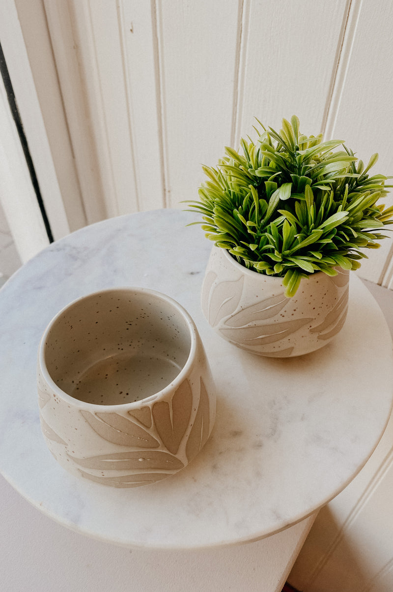 Emilie Flower Stoneware Small Plant Pot