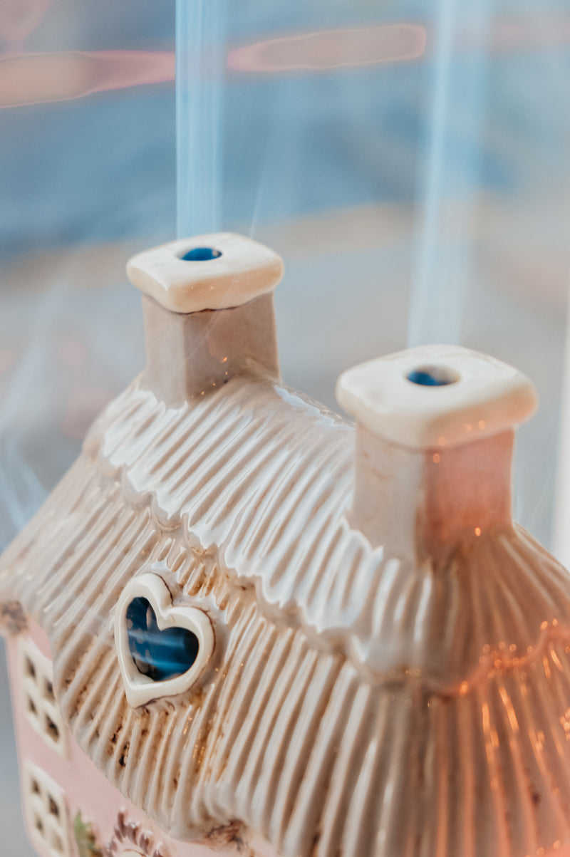 Cottage House Pink Tealight / Incense Burner