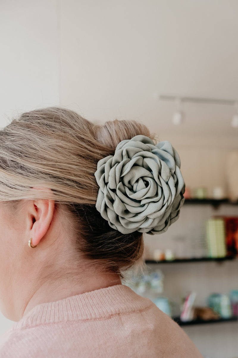 Alysa Sage Green Rose Claw Clip