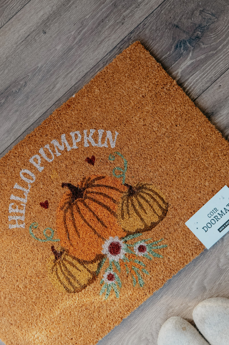Hello Pumpkin Autumn Fall Door Mat