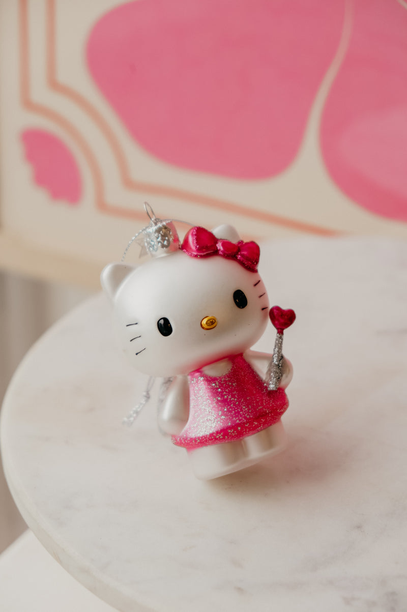 Hello Kitty Cupid Glitter Glass Ornament Christmas Tree Ornament Bauble