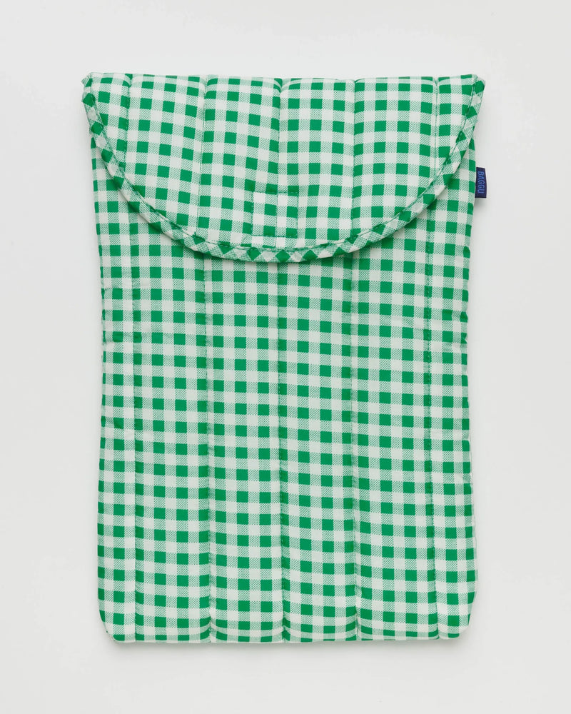 Green Gingham Puffy Laptop Sleeve - 2 sizes available
