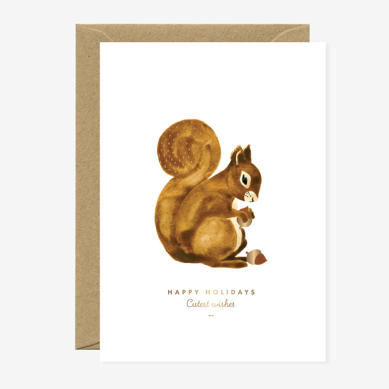 Happy Holidays Squirrel Christmas Greetings Card