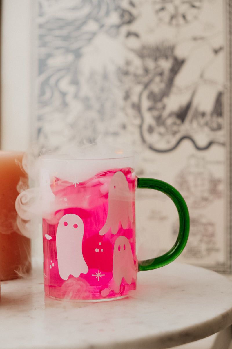 Ghost Green Glass Halloween Autumn Mug