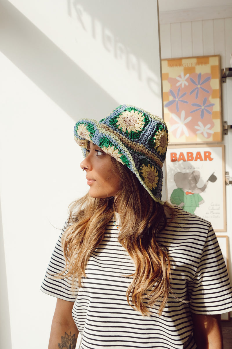 Bali Multicoloured Crotchet Bucket Hat