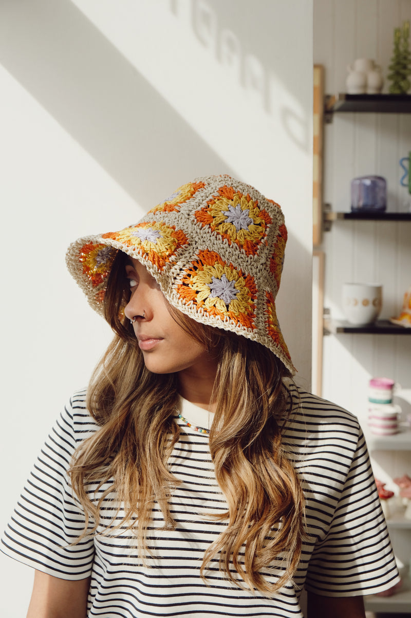 Mady Multicoloured Crotchet Bucket Hat