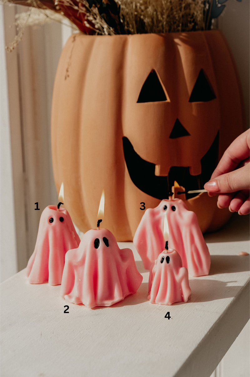 Ghost Pink / Purple Halloween Autumn Soy Wax Candle