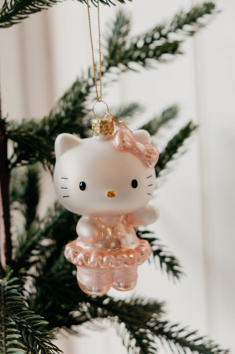 Hello Kitty Ballerina Metallic and Glitter Glass Christmas Tree Bauble Ornament