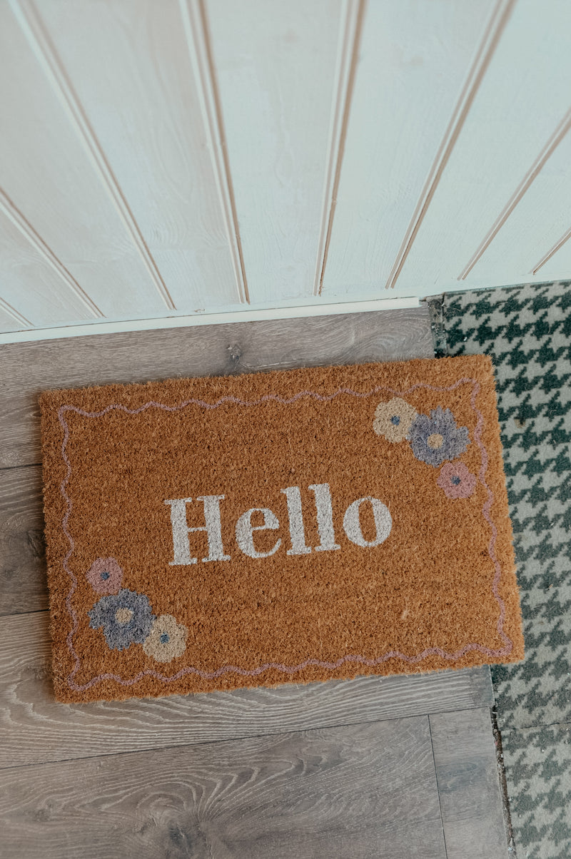 Pastel Cottagecore Hello Floral Doormat