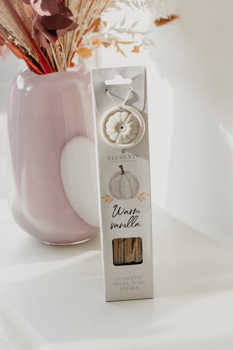 Warm Vanilla Autumn Incense Sticks with Ceramic Holder