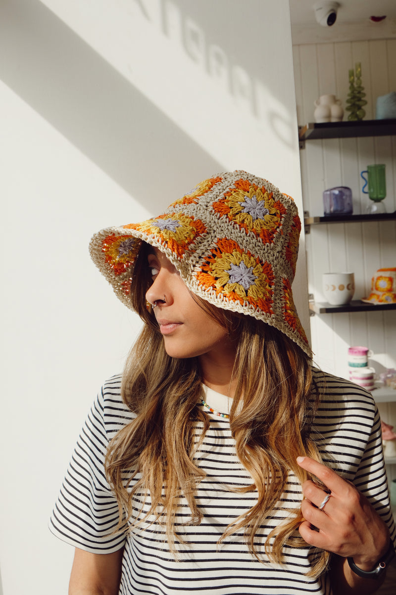 Mady Multicoloured Crotchet Bucket Hat