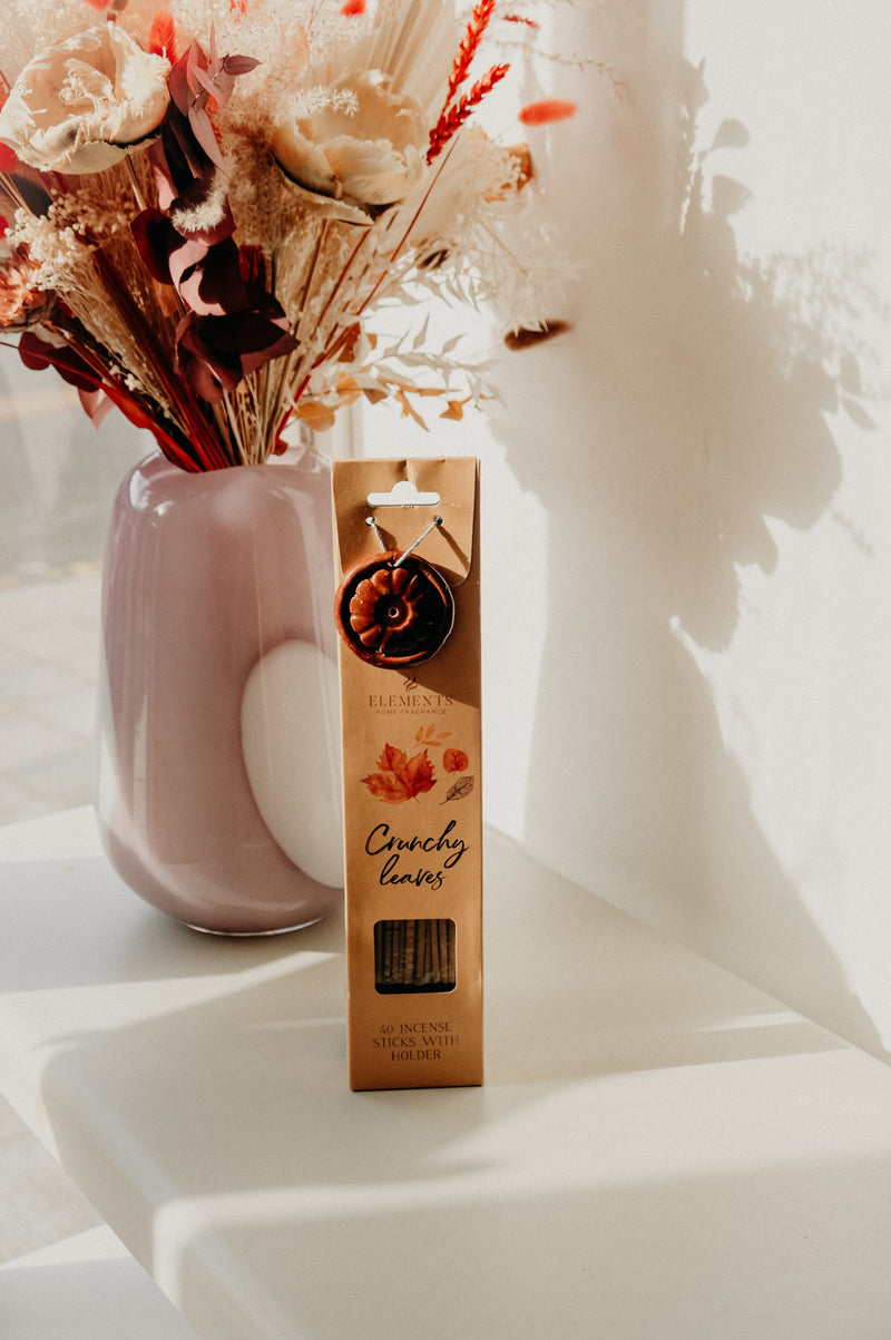 Crunchy Leaves Incense Sticks with Ceramic Holder