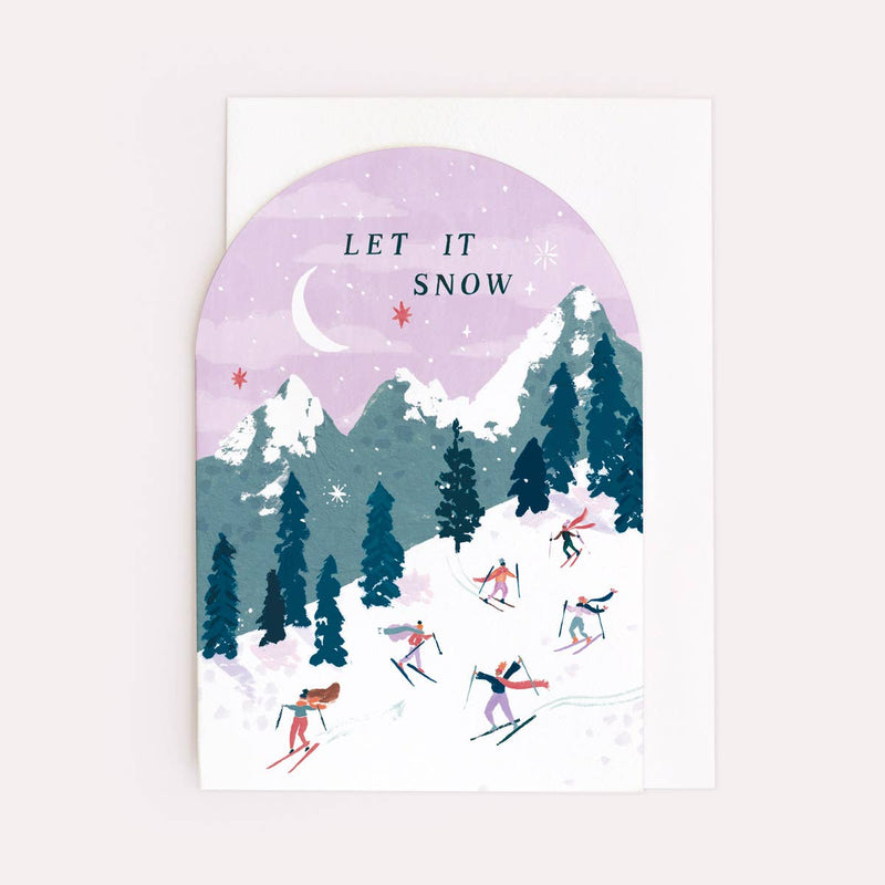 Let it Snow Ski Christmas Greetings Card